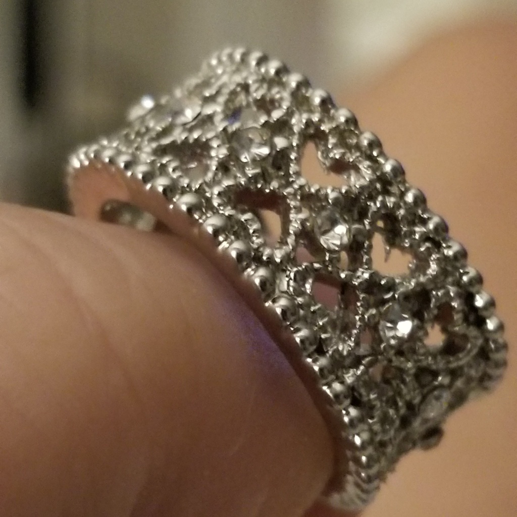 .925 Sterling Silver Filigree Heart Ring Size 7